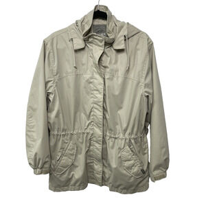 Pacific Trail Women's Ivory‎ Hooded Full Zip Jacket Coat Outdoor Spring Rain M